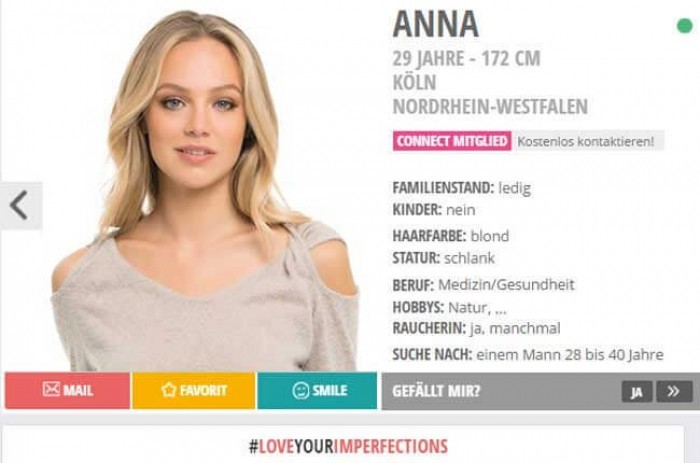 Profil auf einer Singlebörse